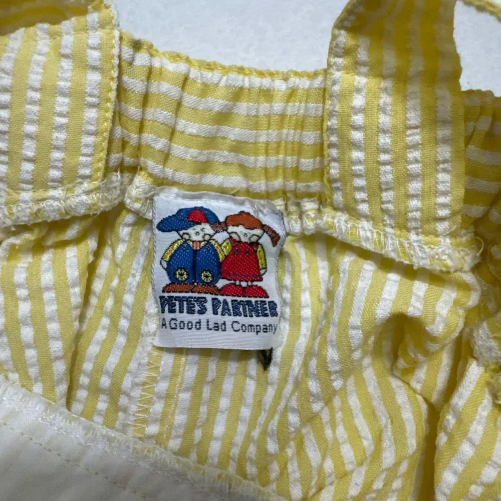 Vintage Gingham Striped Overalls With Hat - Petes Partner - Size 4T - Cute!! VTG